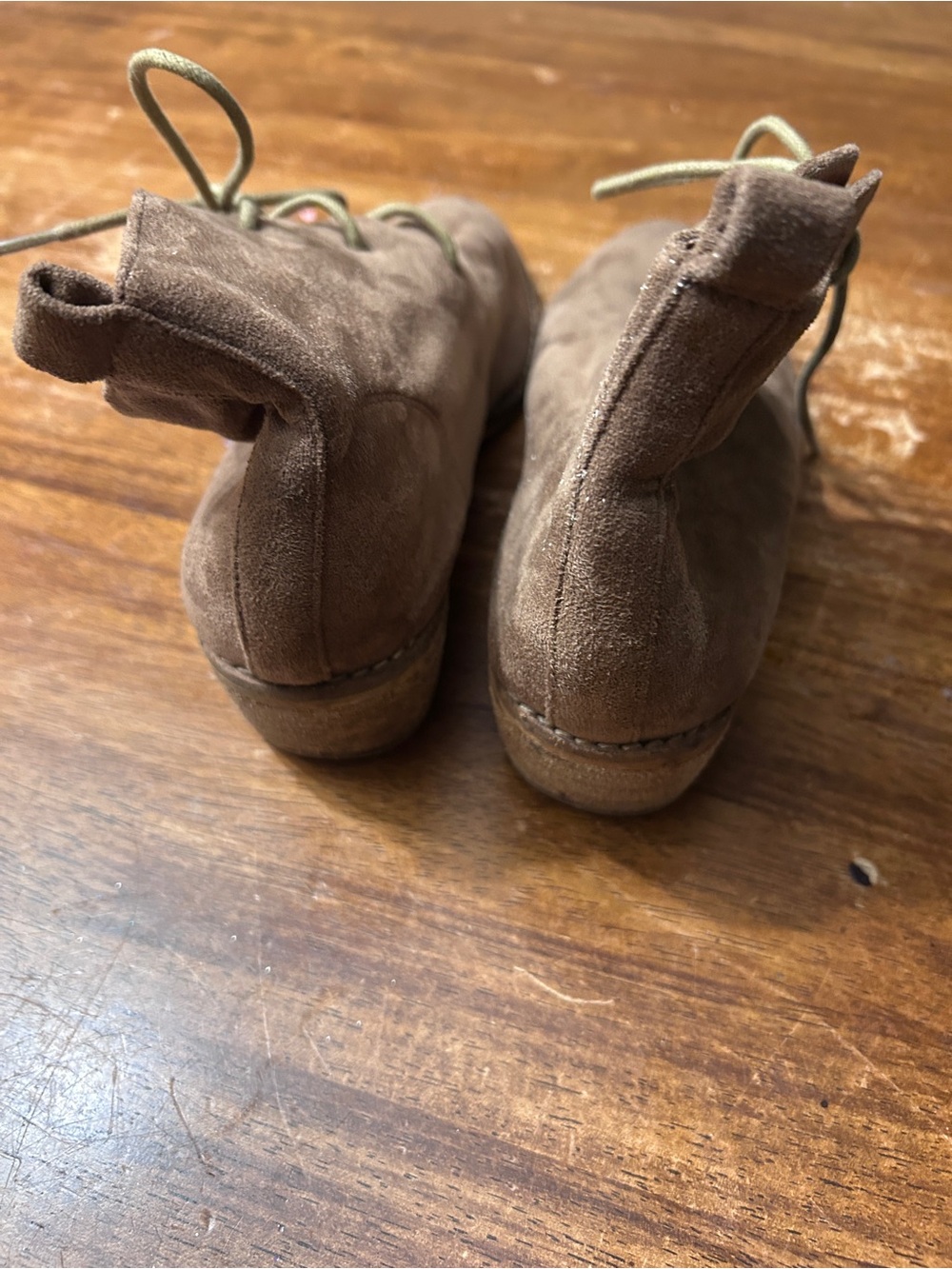 Faux suede Victorian style lace up booties tan 8 - Picture 5 of 7